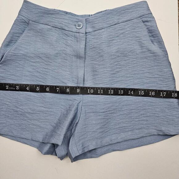 Happily Grey Blue High Rise Rayon Tailored Shorts Junior's Size Small - Picture 9 of 11
